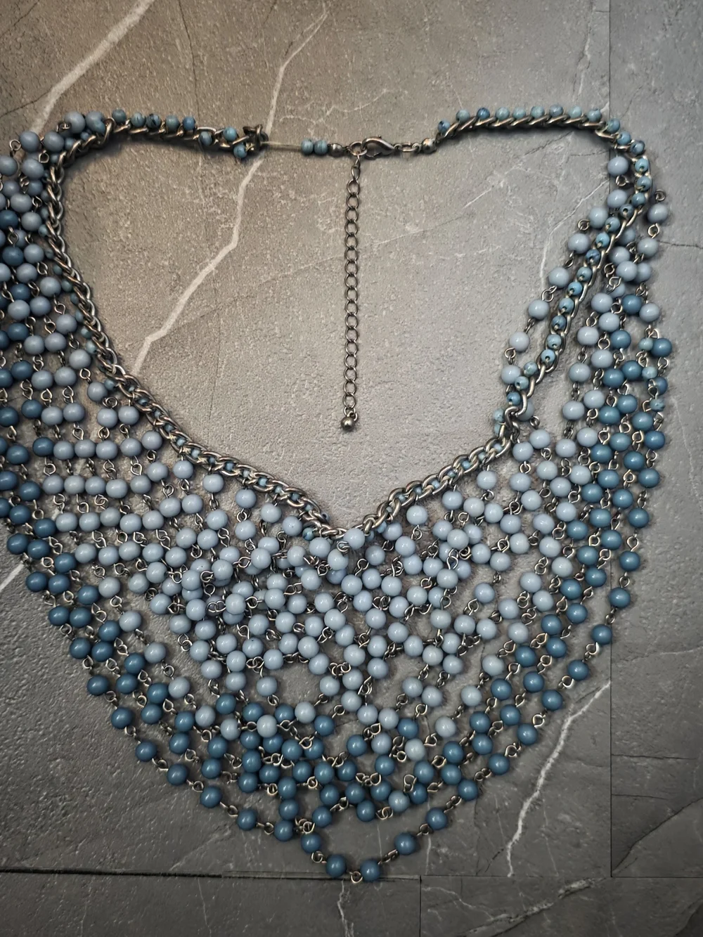 Blue Ombre Beaded Statement Necklace - Women Jewelry